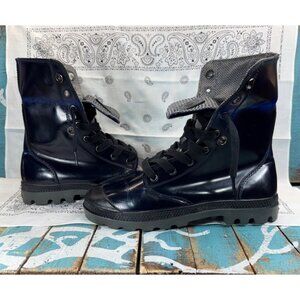 Palladium Baggy Leather Midnight Blue Boots Womans Size 9